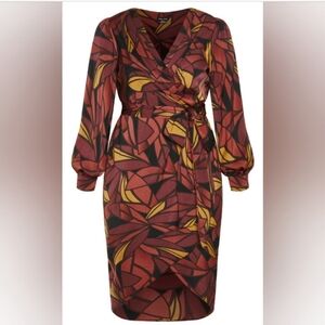 City chic Evaluna dress 16 Magenta Foliage New With Tag Fall